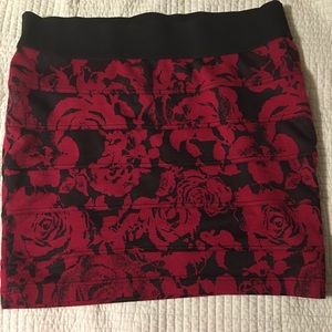 Bodycon Ruby Red Rose Skirt